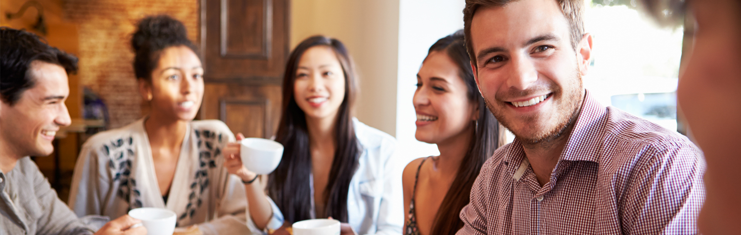 Group of people having coffee