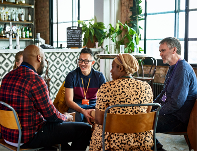 People in a circle chatting