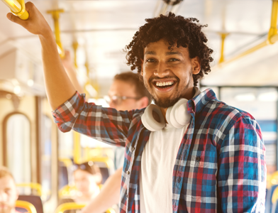 man in bus